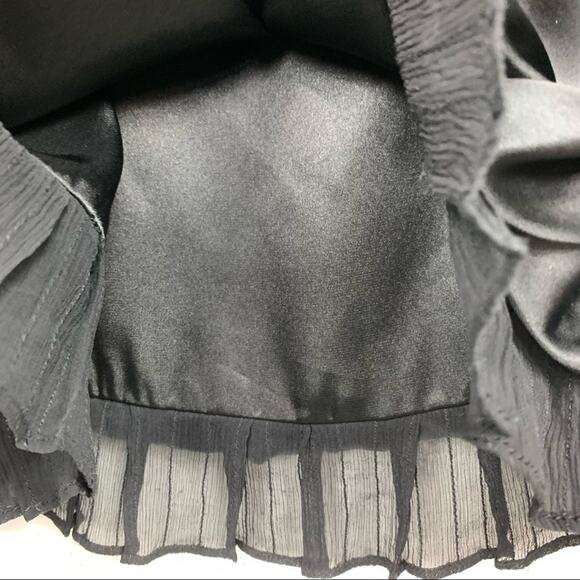 Armani Exchange Silk Empire Waist Ruffle Hem Mini Dress Black Size 8 - Picture 7 of 10